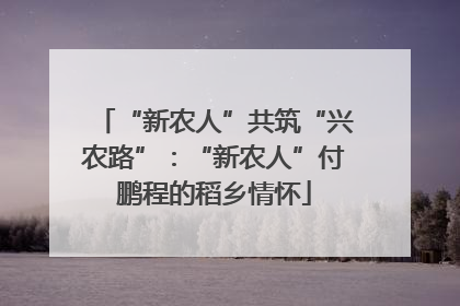 “新农人”共筑“兴农路”：“新农人”付鹏程的稻乡情怀