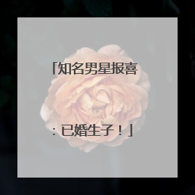 知名男星报喜：已婚生子！