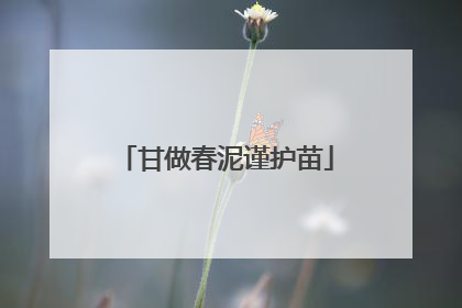 甘做春泥谨护苗