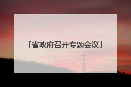 省政府召开专题会议
