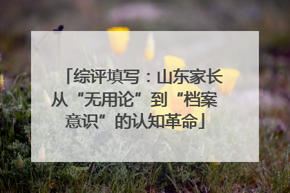 综评填写：山东家长从“无用论”到“档案意识”的认知革命