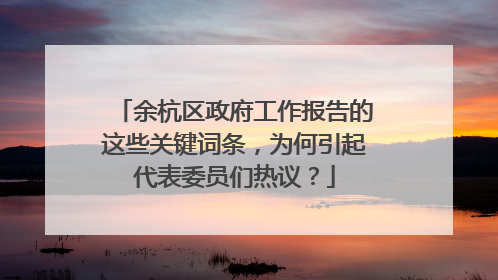 余杭区政府工作报告的这些关键词条，为何引起代表委员们热议？