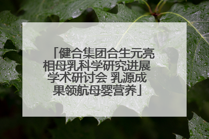健合集团合生元亮相母乳科学研究进展学术研讨会 乳源成果领航母婴营养