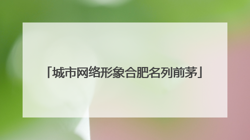 城市网络形象合肥名列前茅
