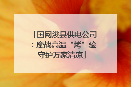 国网浚县供电公司：鏖战高温“烤”验 守护万家清凉