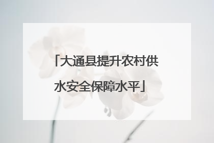 大通县提升农村供水安全保障水平