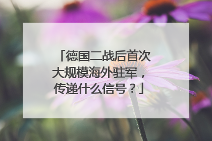 德国二战后首次大规模海外驻军，传递什么信号？