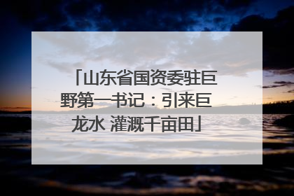 山东省国资委驻巨野第一书记：引来巨龙水 灌溉千亩田