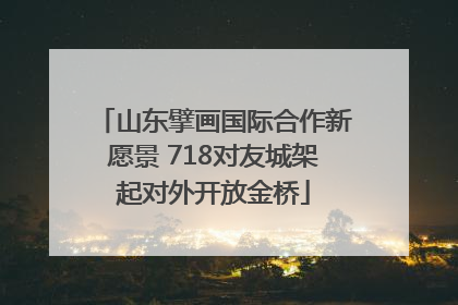 山东擘画国际合作新愿景 718对友城架起对外开放金桥