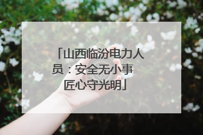 山西临汾电力人员：安全无小事 匠心守光明