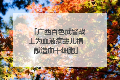 广西百色武警战士为血液病患儿捐献造血干细胞