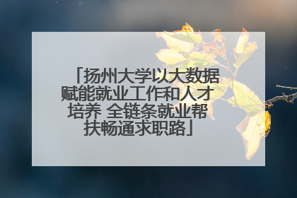 扬州大学以大数据赋能就业工作和人才培养 全链条就业帮扶畅通求职路