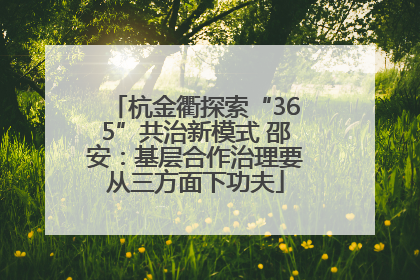 杭金衢探索“365”共治新模式 邵安：基层合作治理要从三方面下功夫