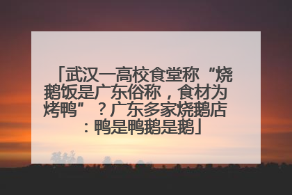 武汉一高校食堂称“烧鹅饭是广东俗称，食材为烤鸭”？广东多家烧鹅店：鸭是鸭鹅是鹅