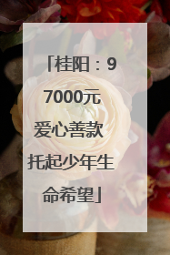 桂阳：97000元爱心善款 托起少年生命希望