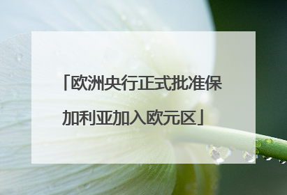 欧洲央行正式批准保加利亚加入欧元区