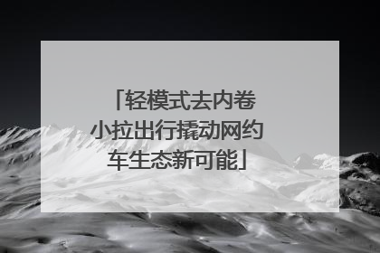 轻模式去内卷 小拉出行撬动网约车生态新可能