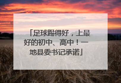 足球踢得好，上最好的初中、高中！一地县委书记承诺